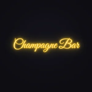Champagne Bar Neon Sign — Golden Yellow LED neon (design render)