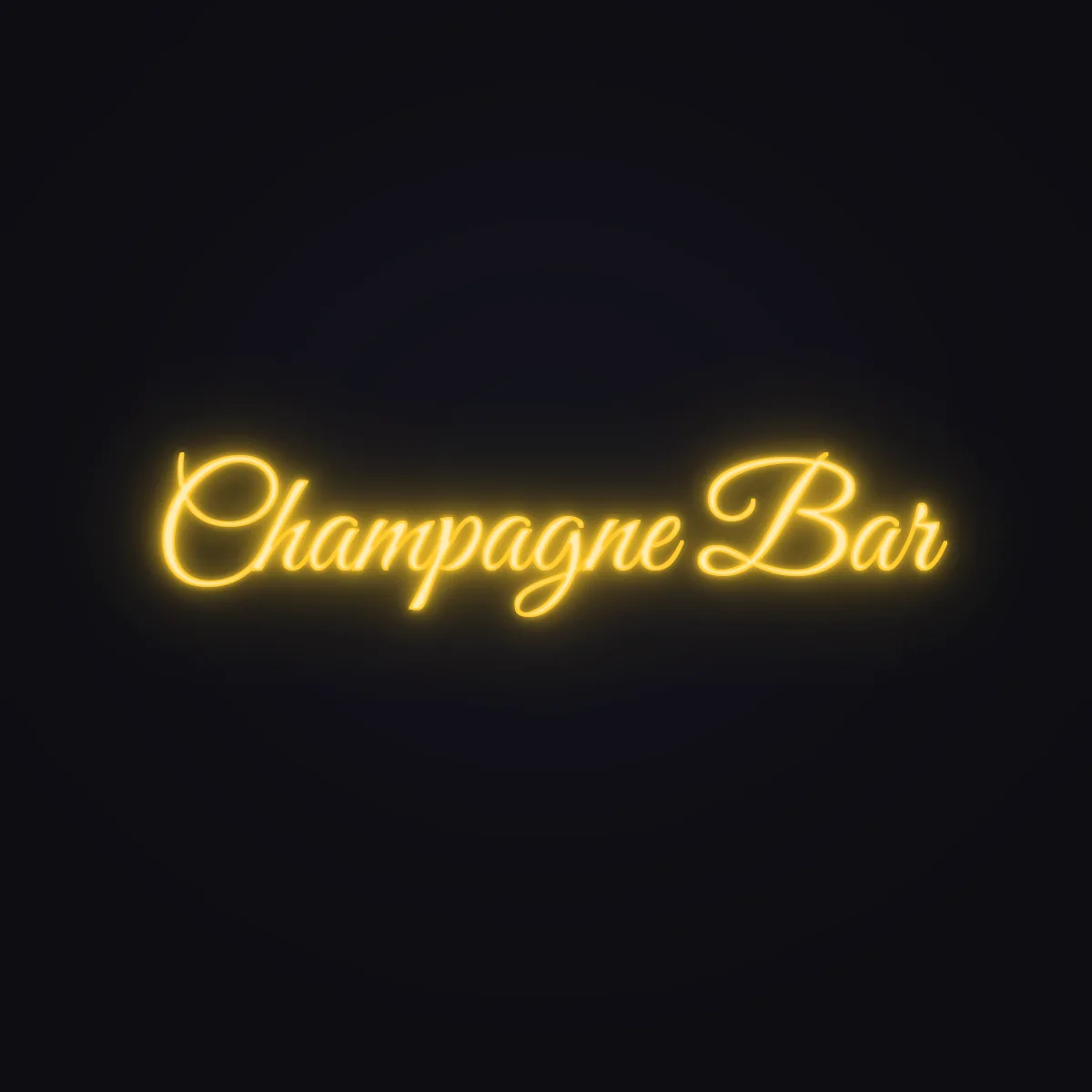 Champagne Bar Neon Sign — Golden Yellow LED neon (design render)