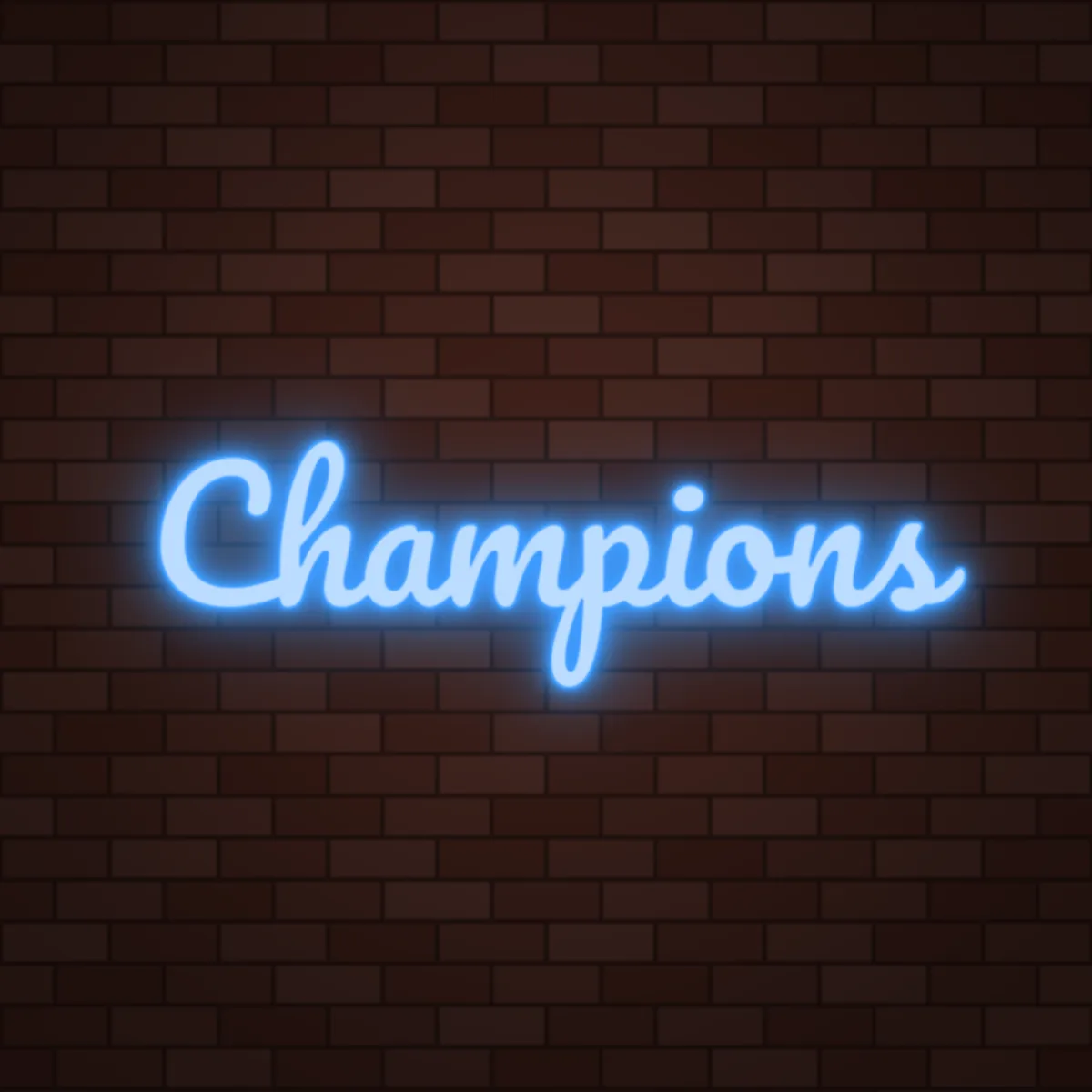 Champions Neon Sign on a brick wall (design render)