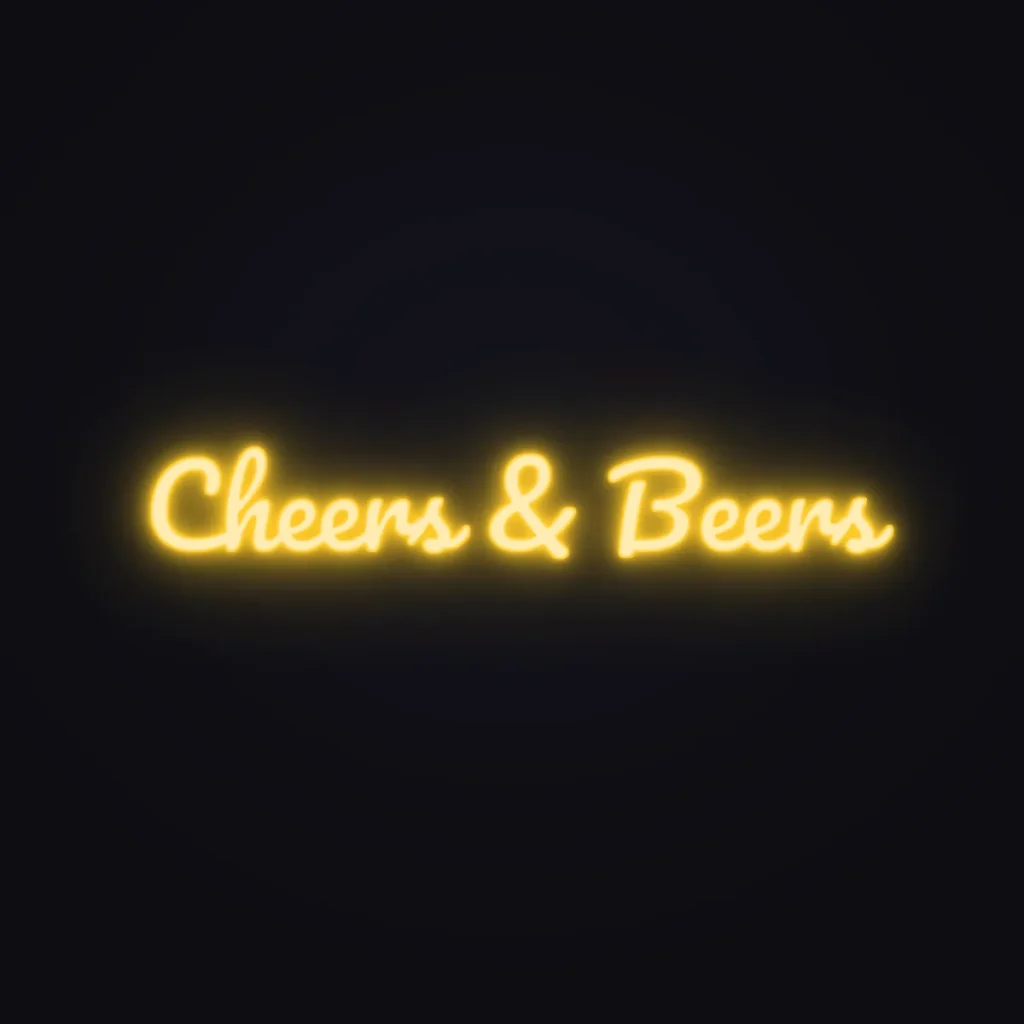 Cheers & Beers Neon Sign — Golden Yellow LED neon (design render)