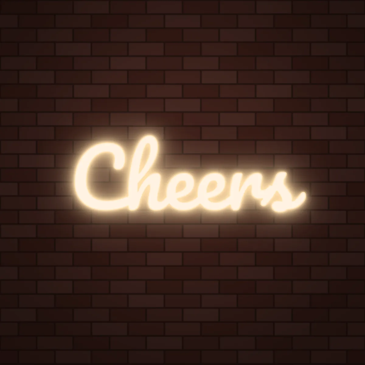 Cheers Neon Sign on a brick wall (design render)