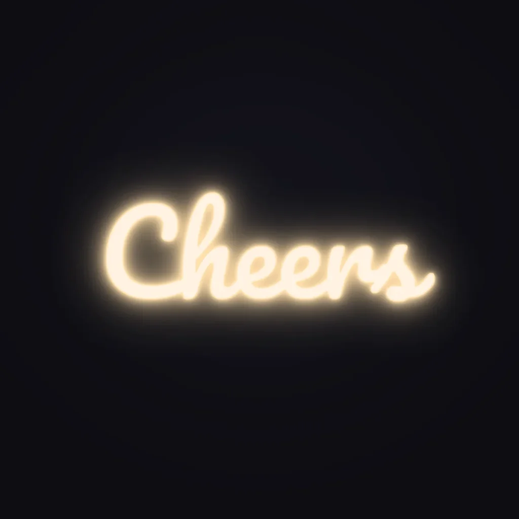 Cheers Neon Sign — Warm White LED neon (design render)