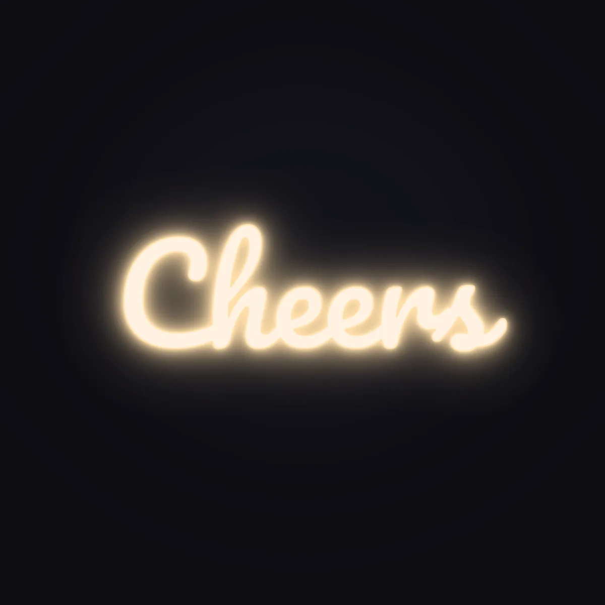 Cheers Neon Sign — Warm White LED neon (design render)