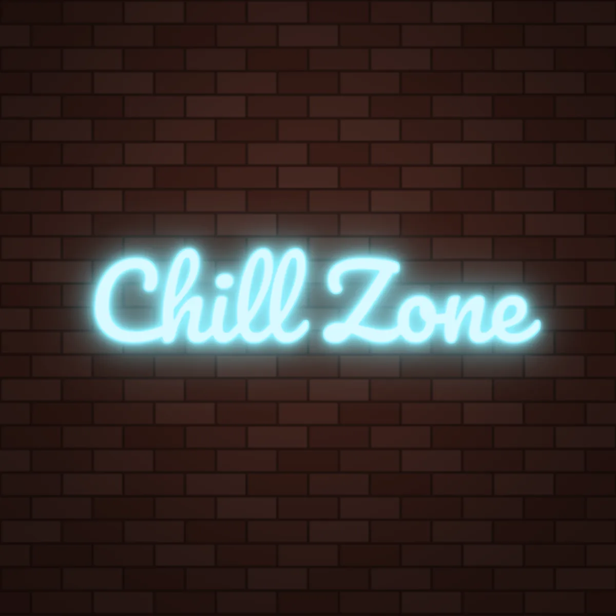 Chill Zone Neon Sign on a brick wall (design render)