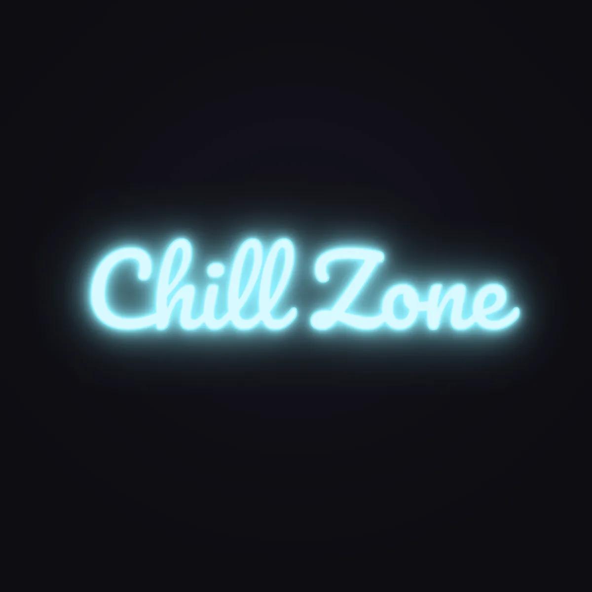 Chill Zone Neon Sign — Ice Blue LED neon (design render)