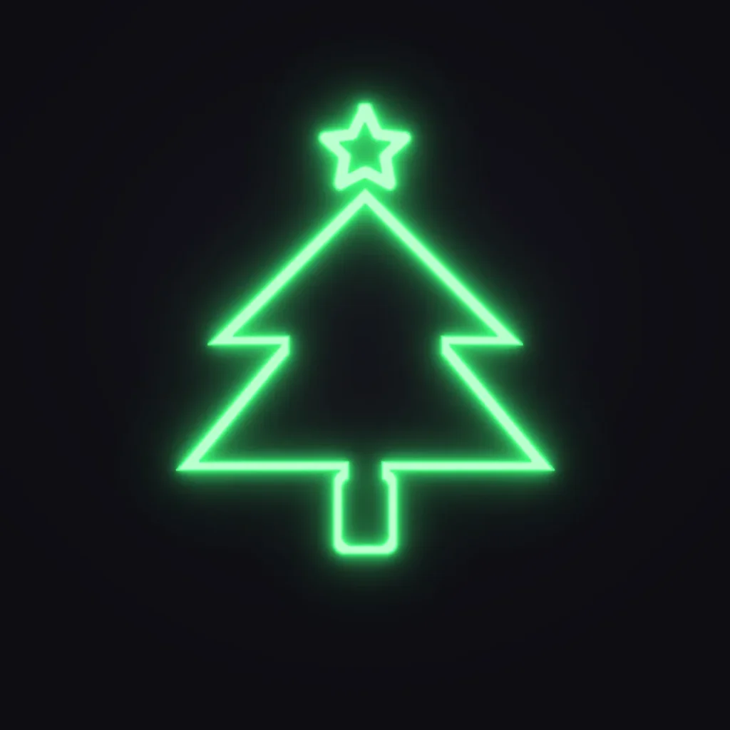 Christmas Tree Icon Neon Sign — Green LED neon (design render)