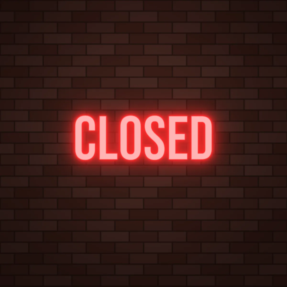 CLOSED Neon Sign on a brick wall (design render)