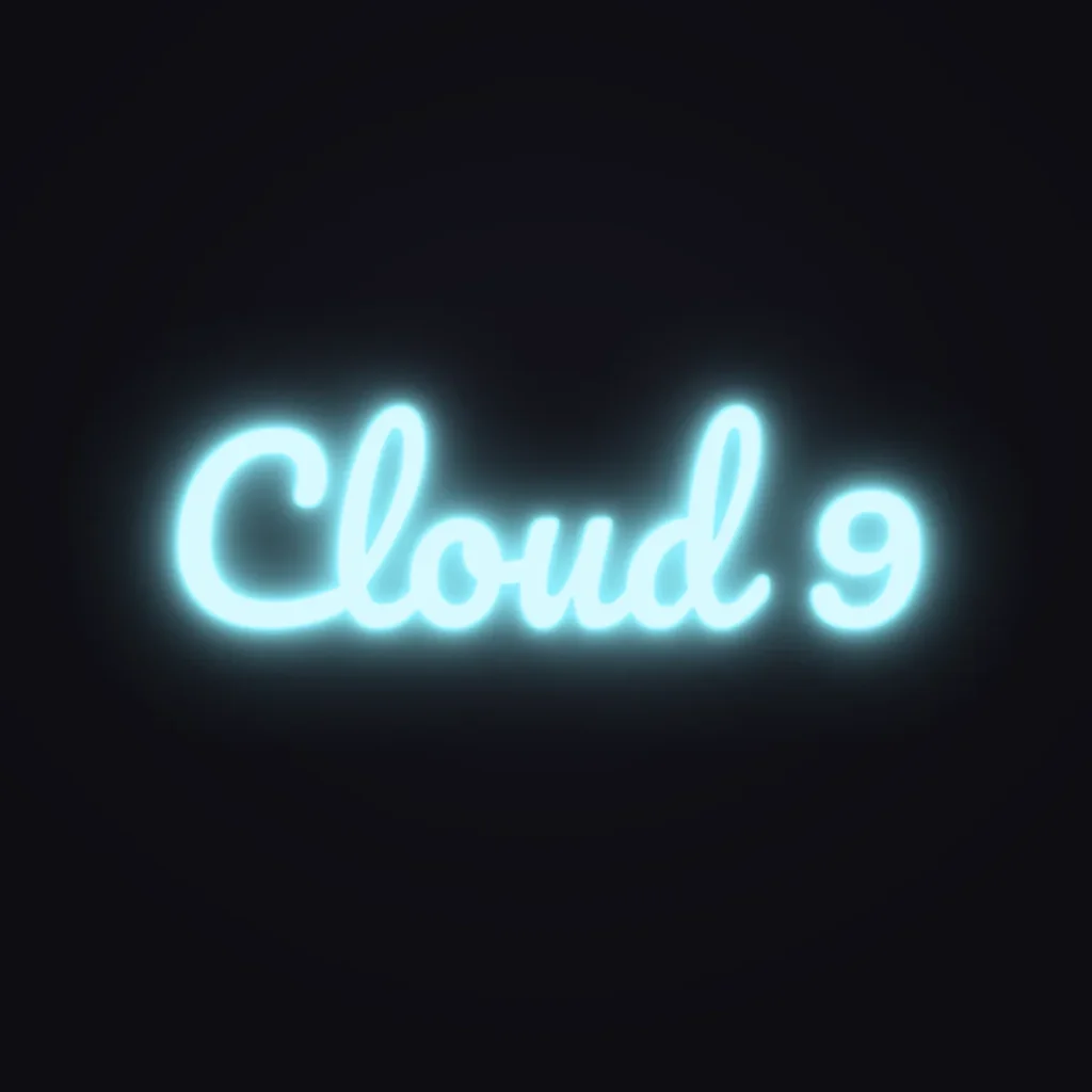 Cloud 9 Neon Sign — Ice Blue LED neon (design render)