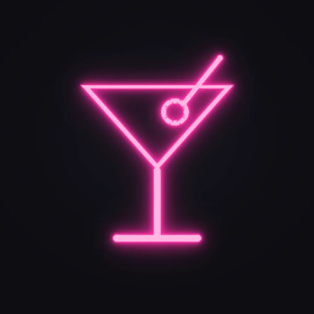 Cocktail Glass Neon Sign — Hot Pink LED neon (design render)