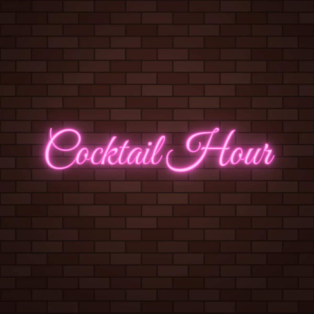 Cocktail Hour Neon Sign on a brick wall (design render)