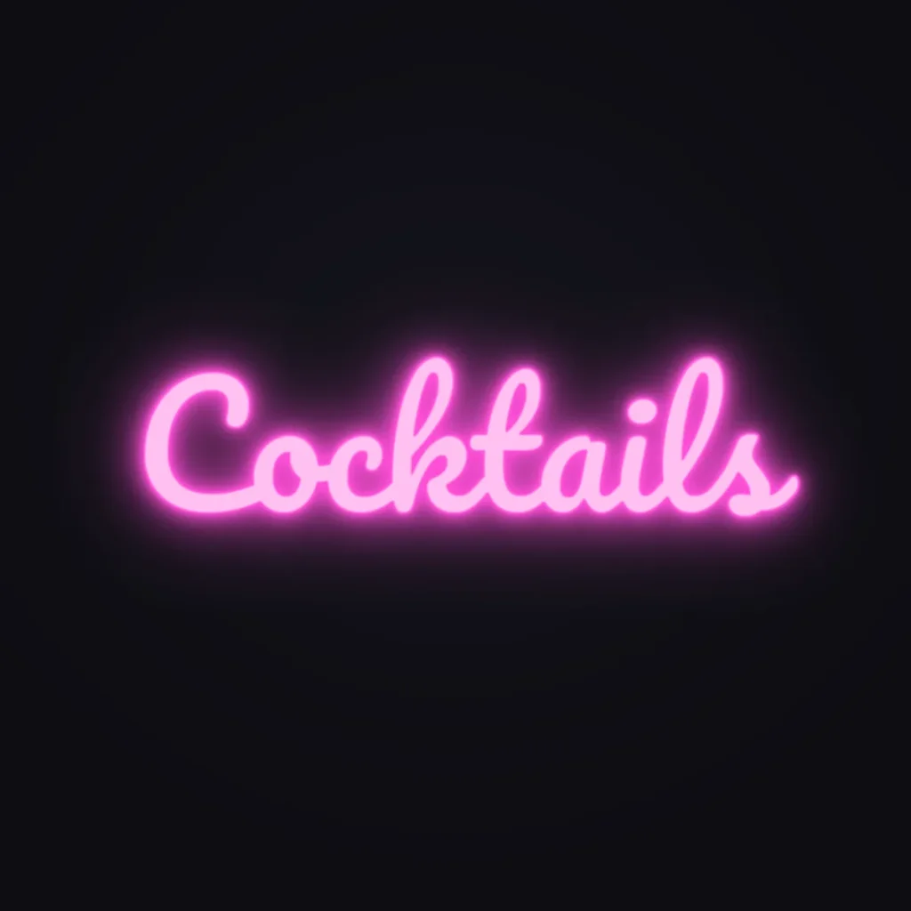Cocktails Neon Sign — Pink LED neon (design render)