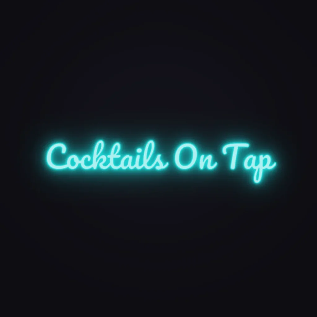 Cocktails On Tap Neon Sign — Turquoise LED neon (design render)