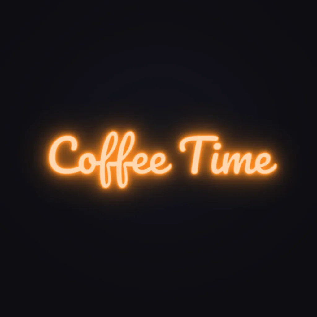 Coffee Time Neon Sign — Orange LED neon (design render)