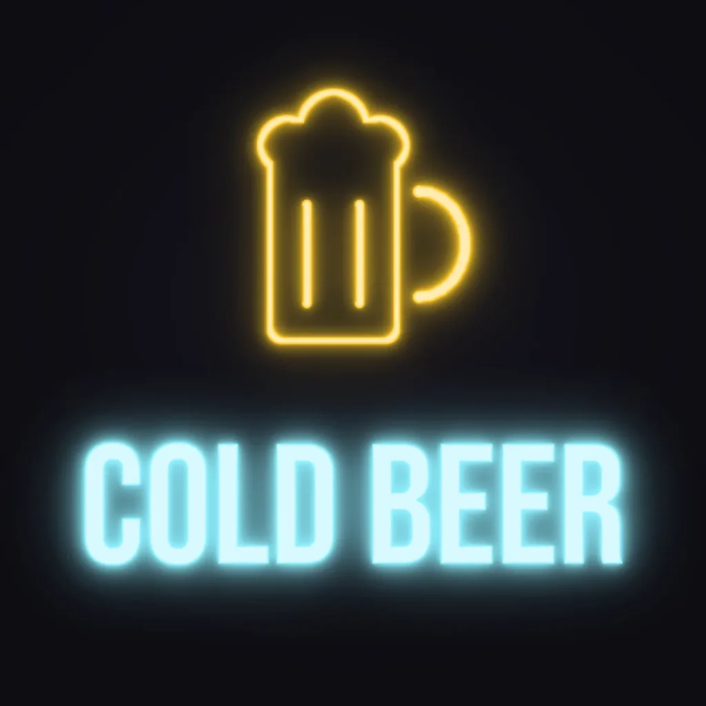 Cold Beer Mug Neon Sign — Ice Blue LED neon (design render)