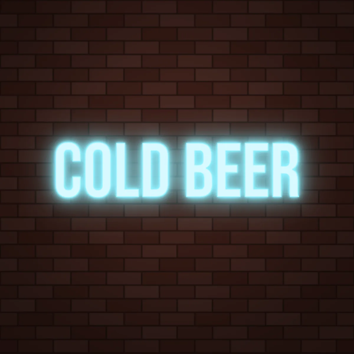 COLD BEER Neon Sign on a brick wall (design render)