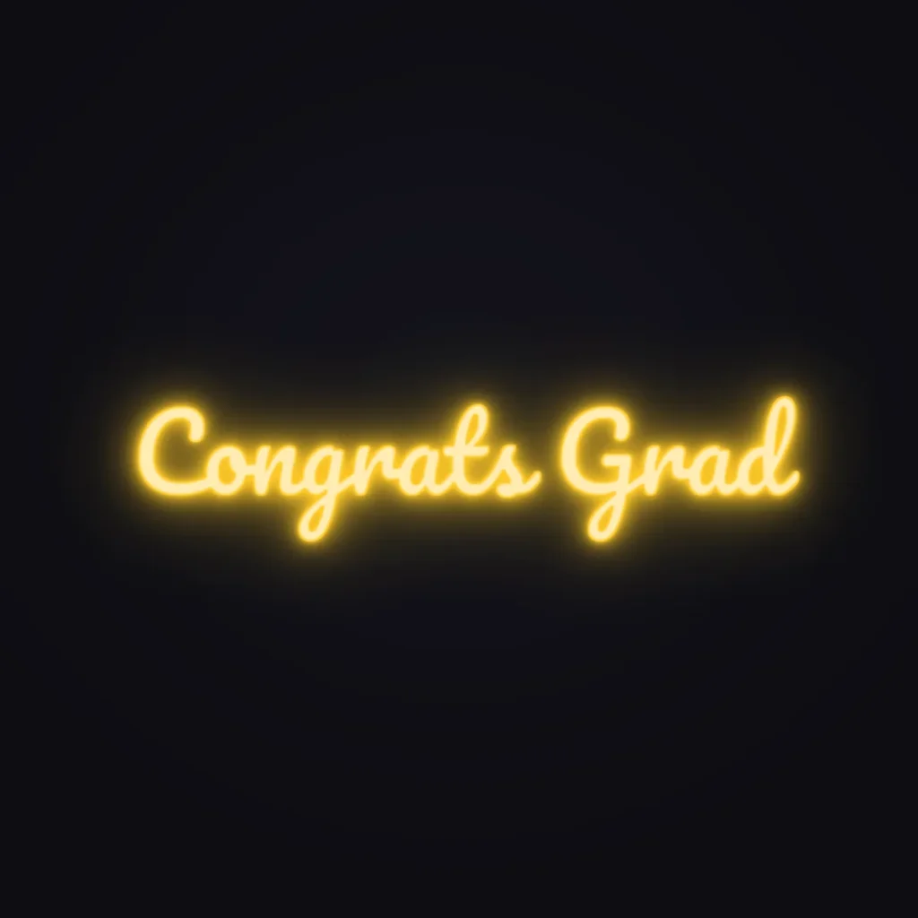 Congrats Grad Neon Sign — Golden Yellow LED neon (design render)