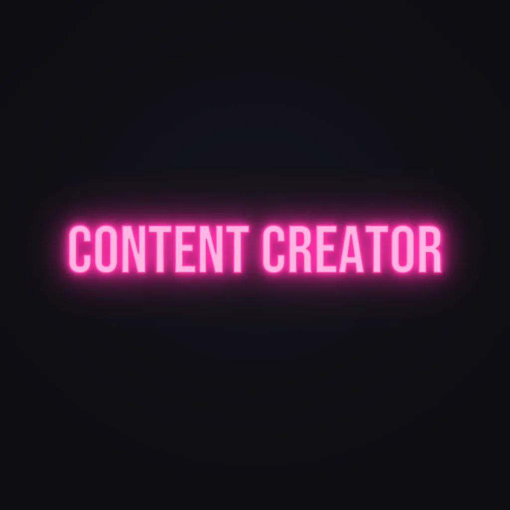 Content Creator Neon Sign — Hot Pink LED neon (design render)