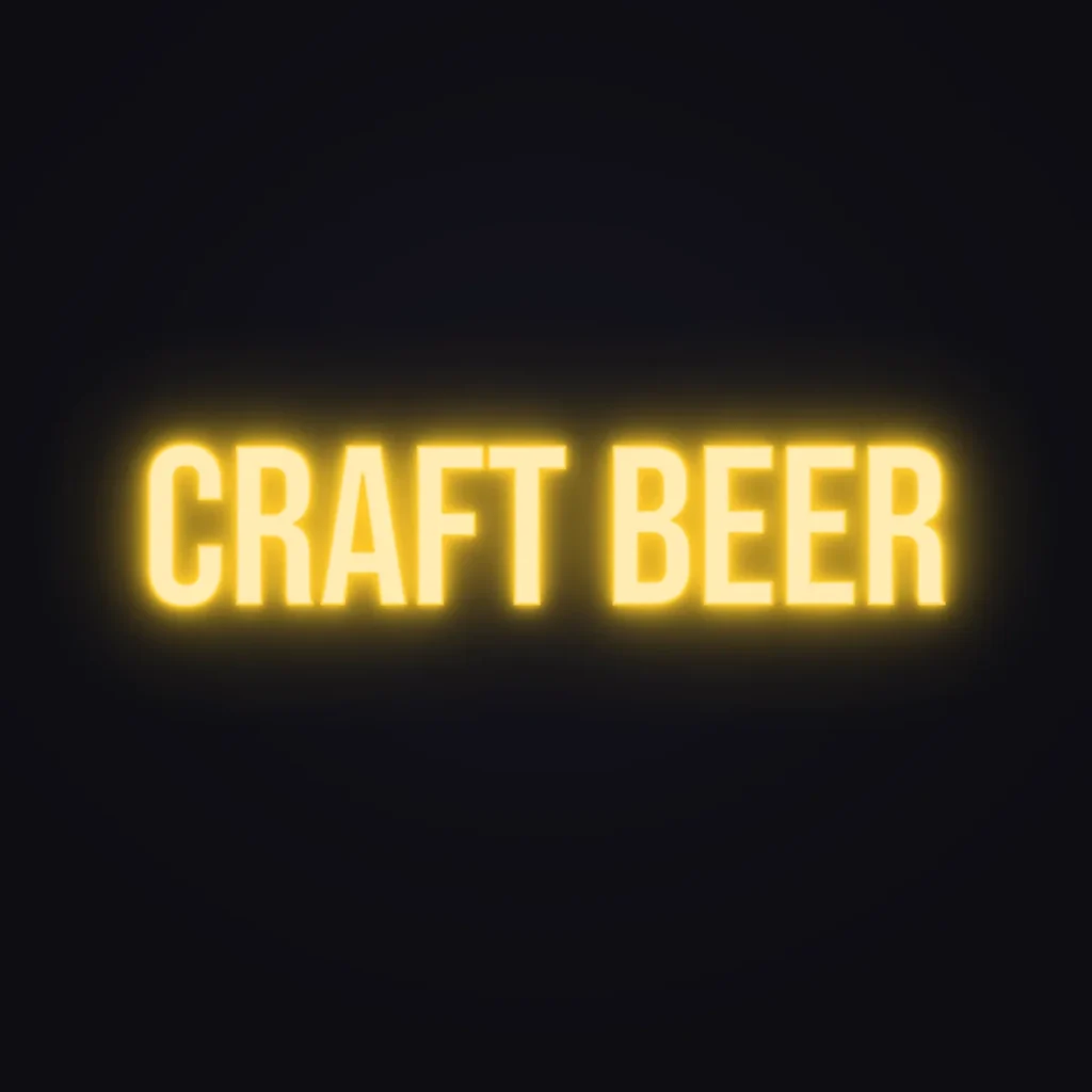 CRAFT BEER Neon Sign — Golden Yellow LED neon (design render)