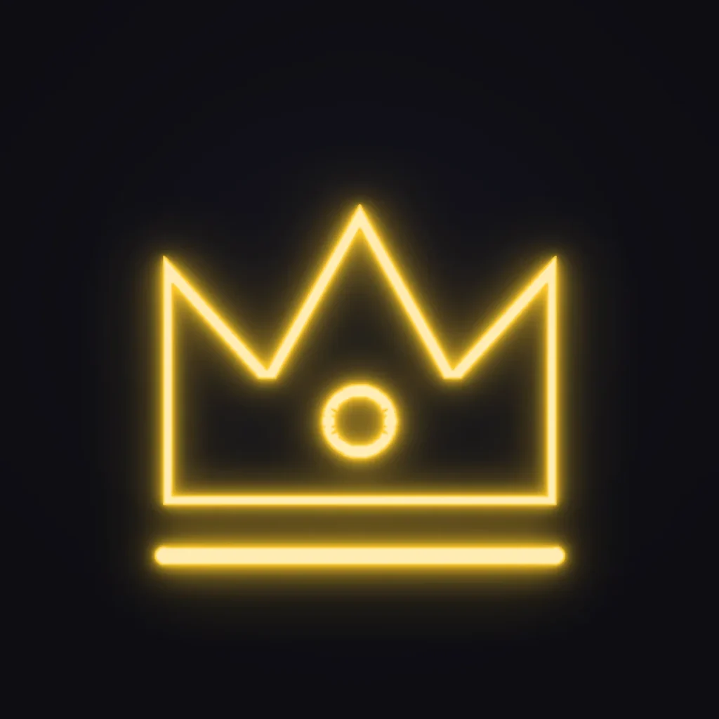 Crown Icon Neon Sign — Golden Yellow LED neon (design render)
