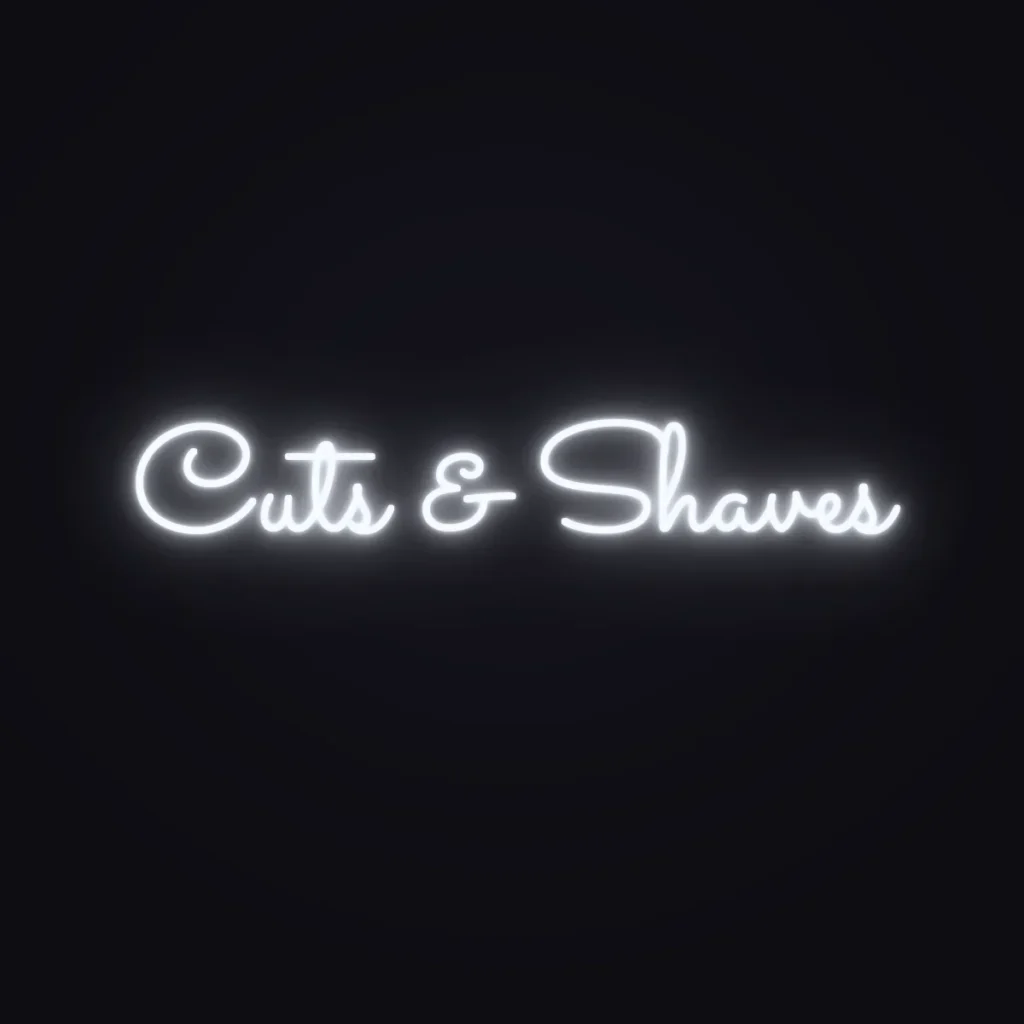 Cuts & Shaves Neon Sign — White LED neon (design render)