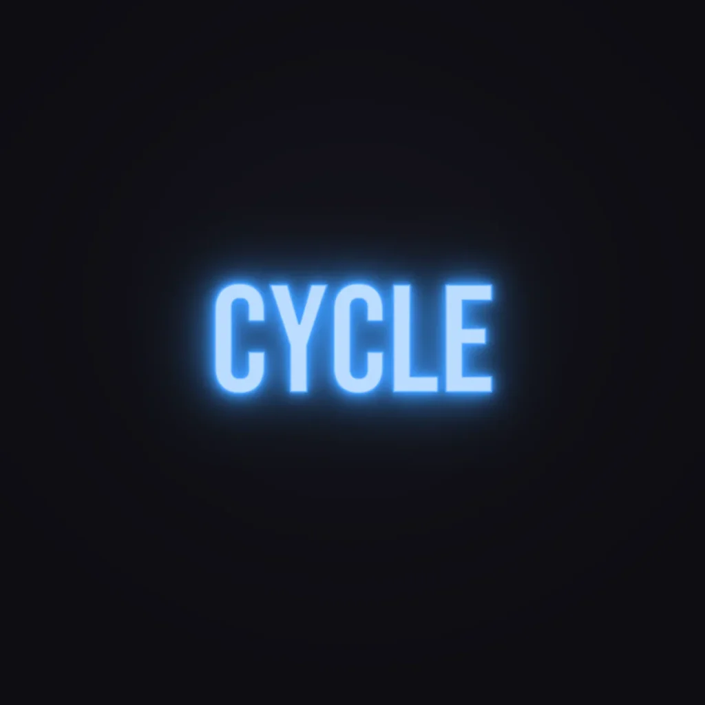 Cycle Neon Sign — Electric Blue LED neon (design render)