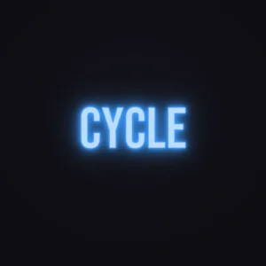 Cycle Neon Sign — Electric Blue LED neon (design render)