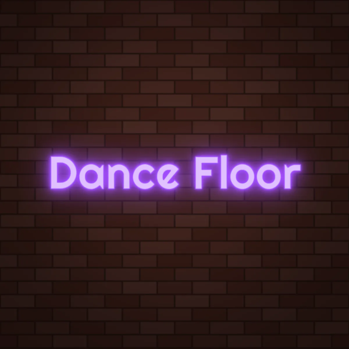 Dance Floor Neon Sign on a brick wall (design render)
