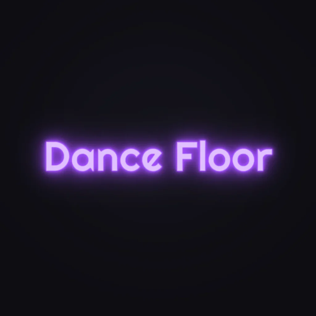 Dance Floor Neon Sign — Purple LED neon (design render)