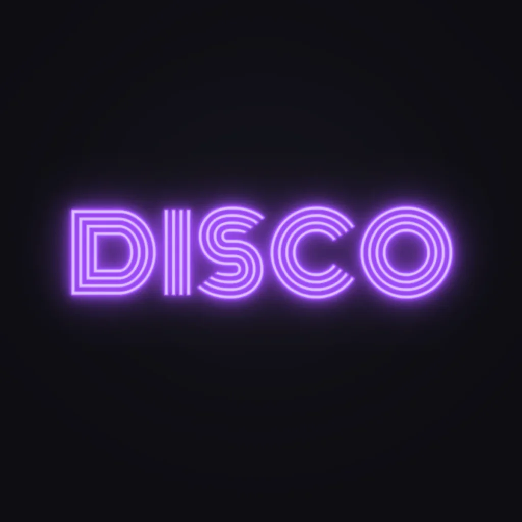 DISCO Neon Sign — Purple LED neon (design render)