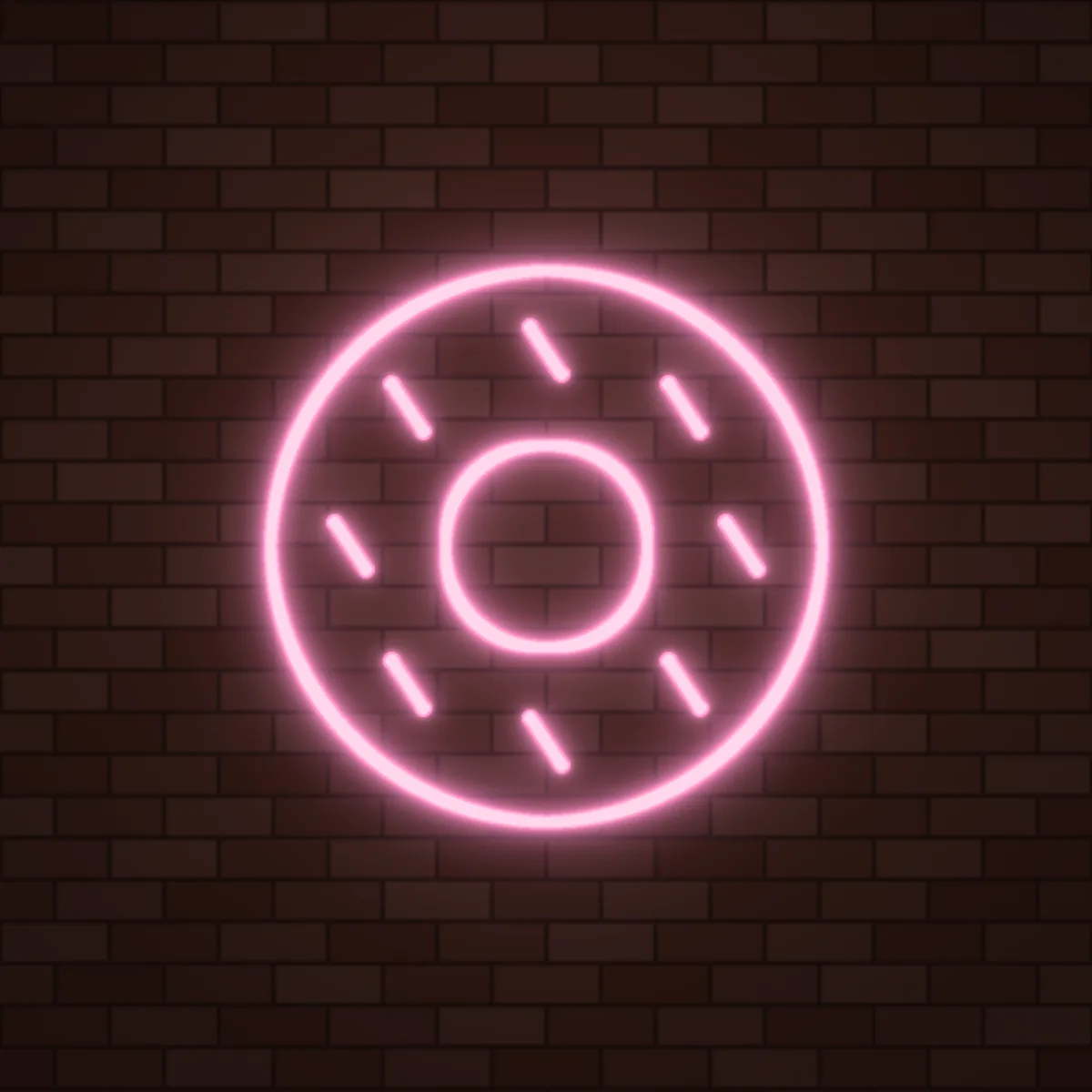 Donut Neon Sign on a brick wall (design render)
