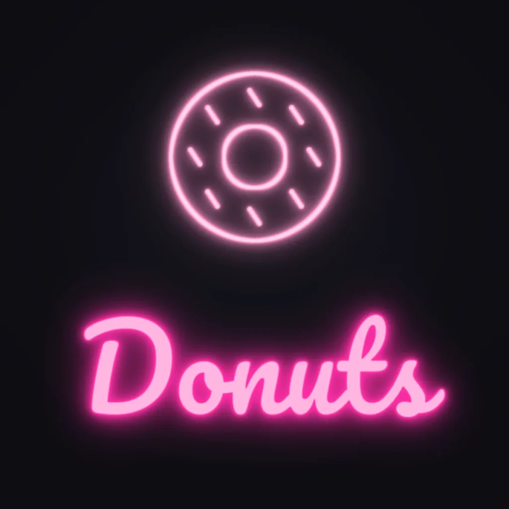 Donut Shop Neon Sign — Hot Pink LED neon (design render)