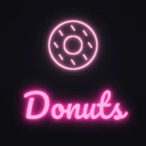 Donut Shop Neon Sign — Hot Pink LED neon (design render)