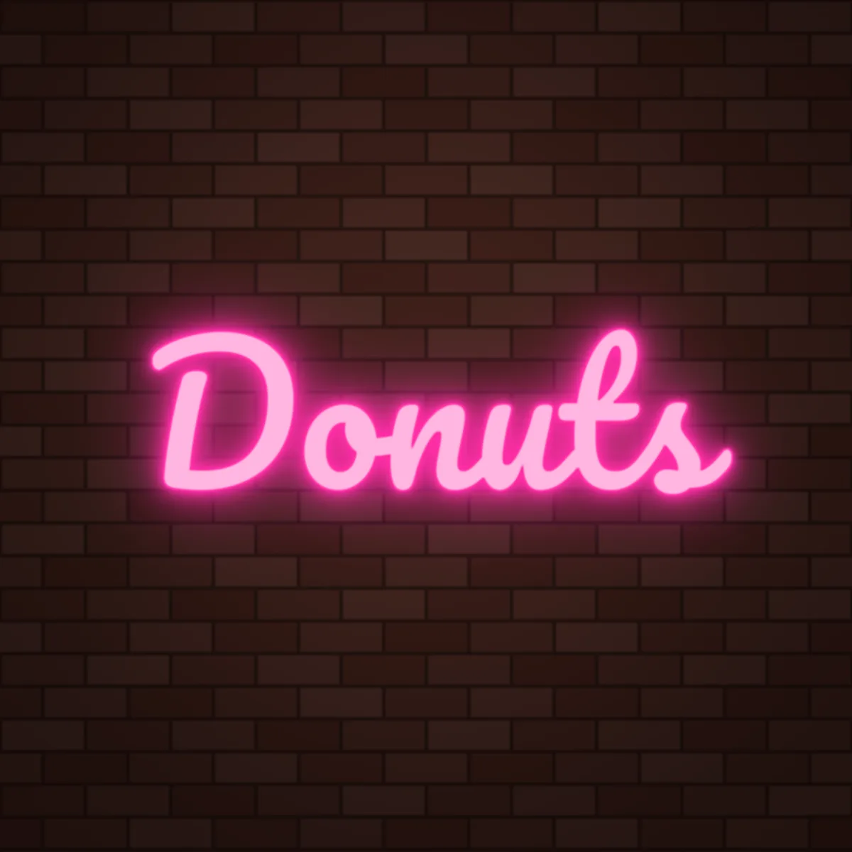 Donuts Neon Sign on a brick wall (design render)