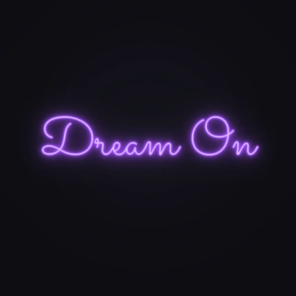 Dream On Neon Sign — Purple LED neon (design render)