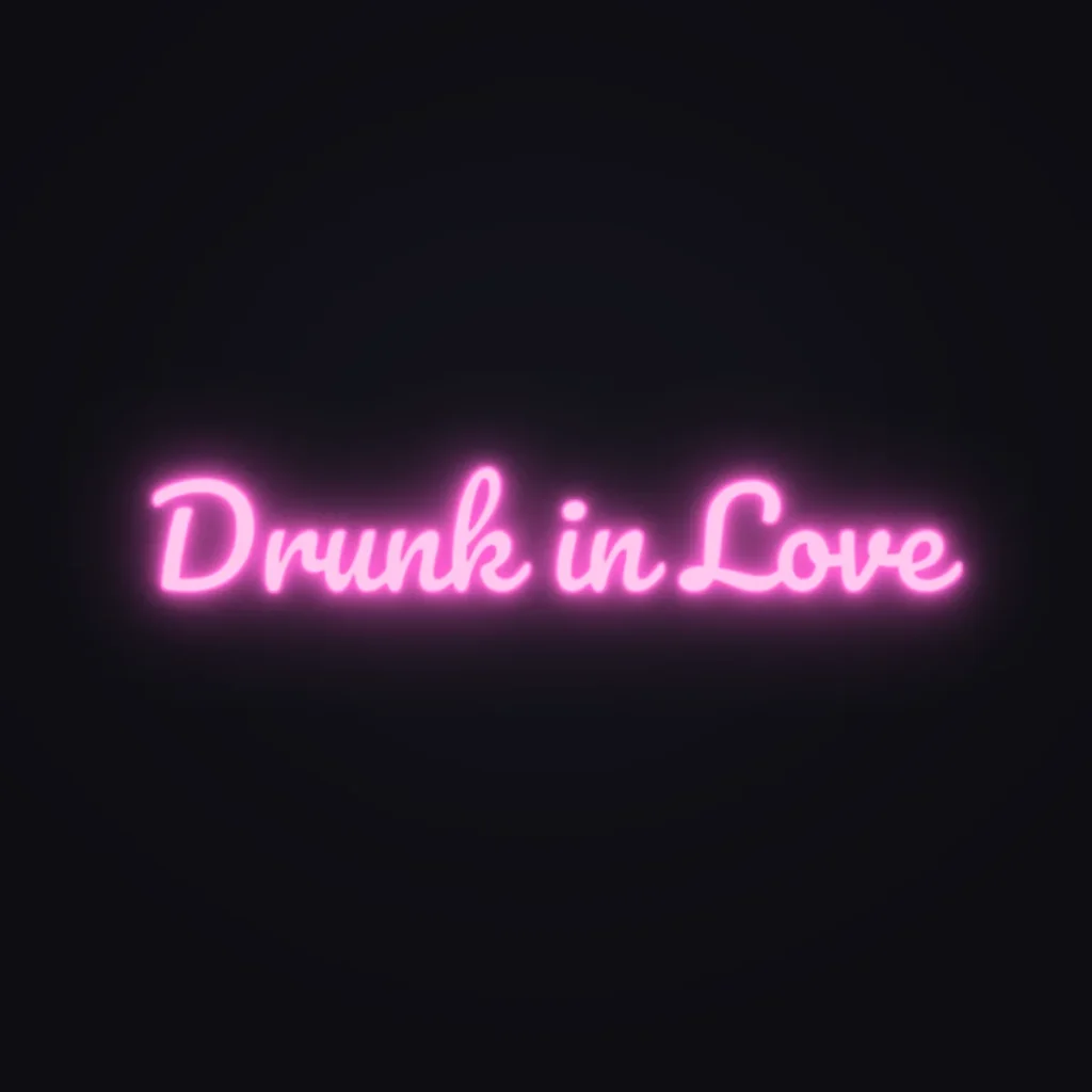 Drunk in Love Neon Sign — Pink LED neon (design render)