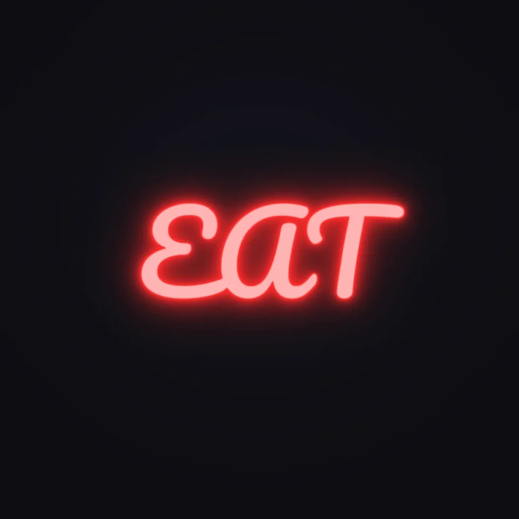 EAT Neon Sign — Red LED neon (design render)
