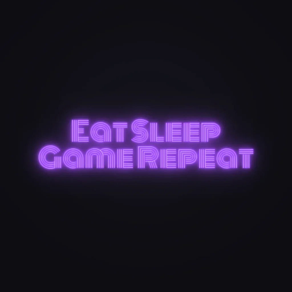 Eat Sleep Game Repeat Neon Sign — Purple LED neon (design render)