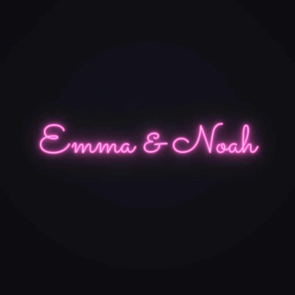 Emma & Noah Neon Sign — Pink LED neon (design render)
