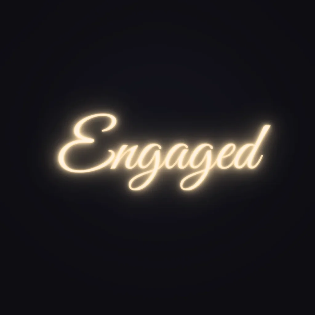 Engaged Neon Sign — Warm White LED neon (design render)