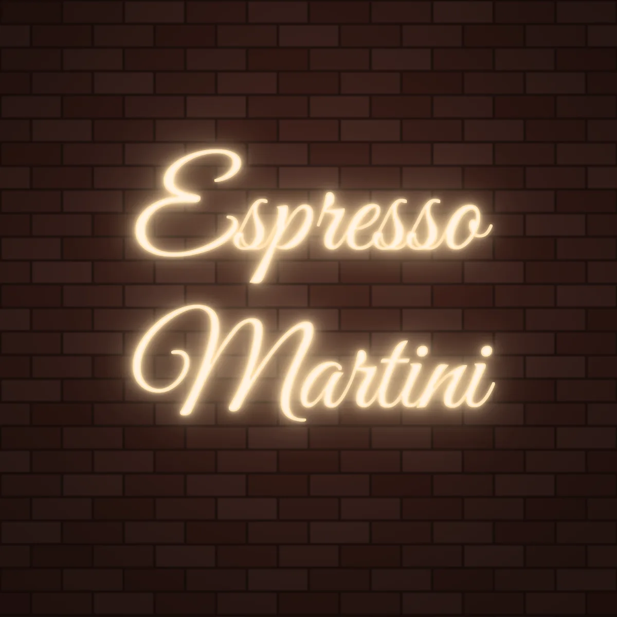 Espresso Martini Neon Sign on a brick wall (design render)