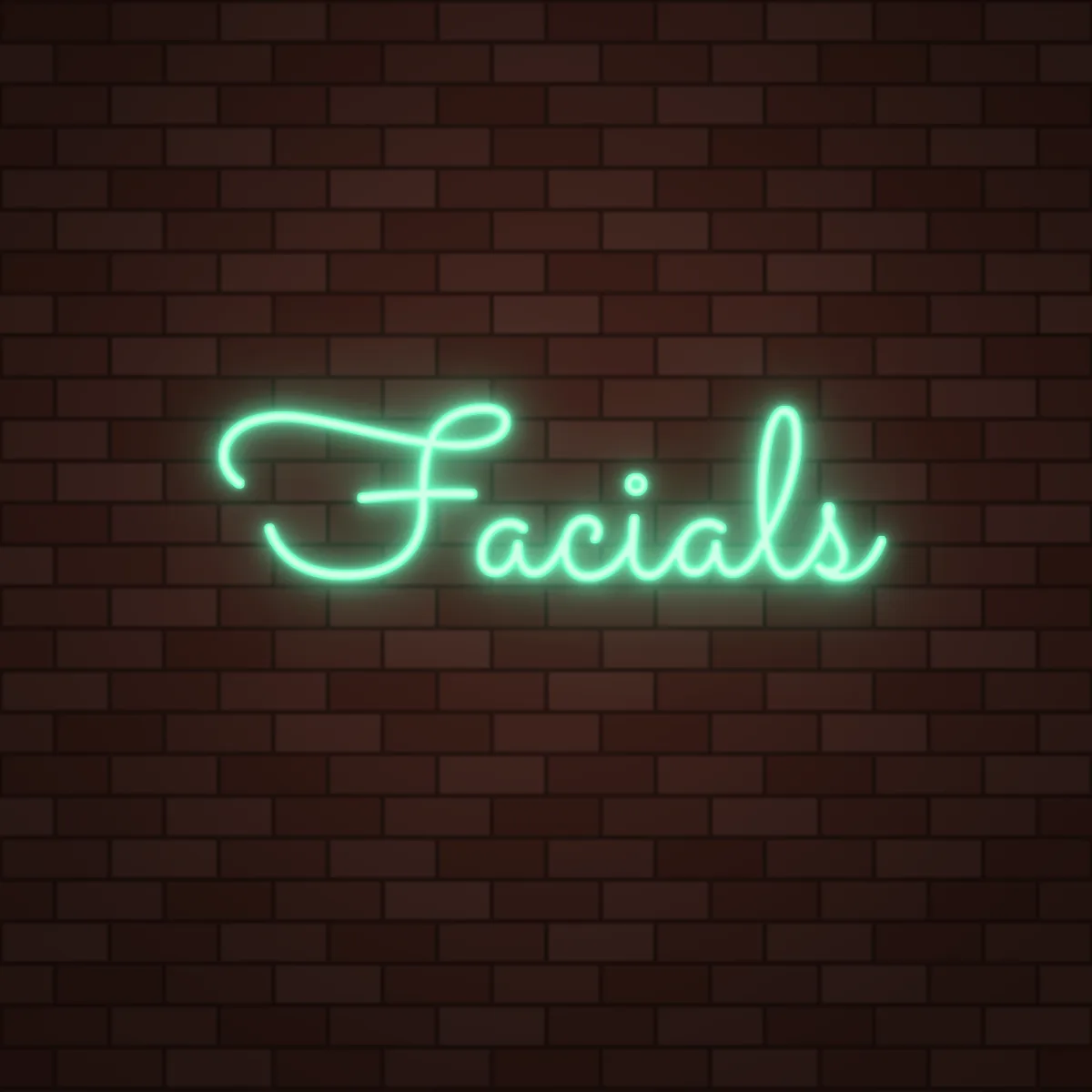 Facials Neon Sign on a brick wall (design render)