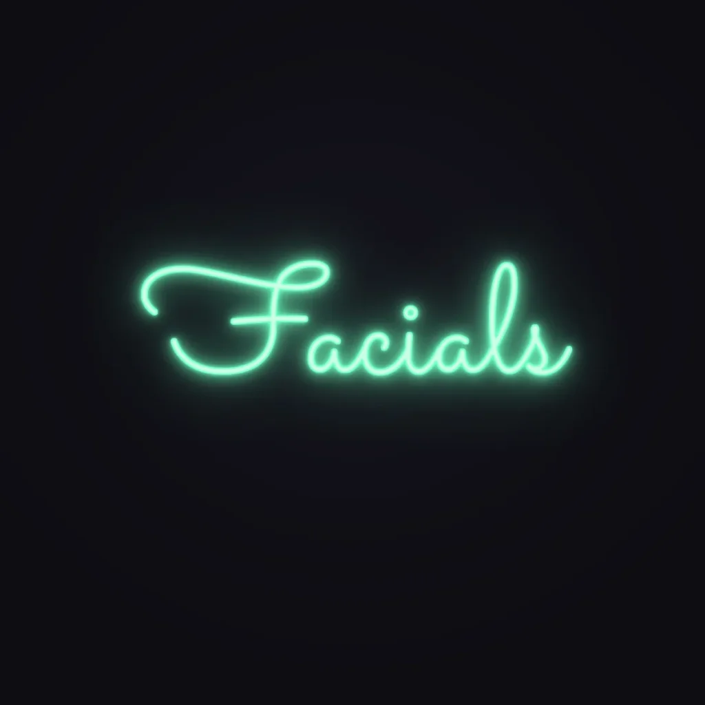Facials Neon Sign — Mint LED neon (design render)