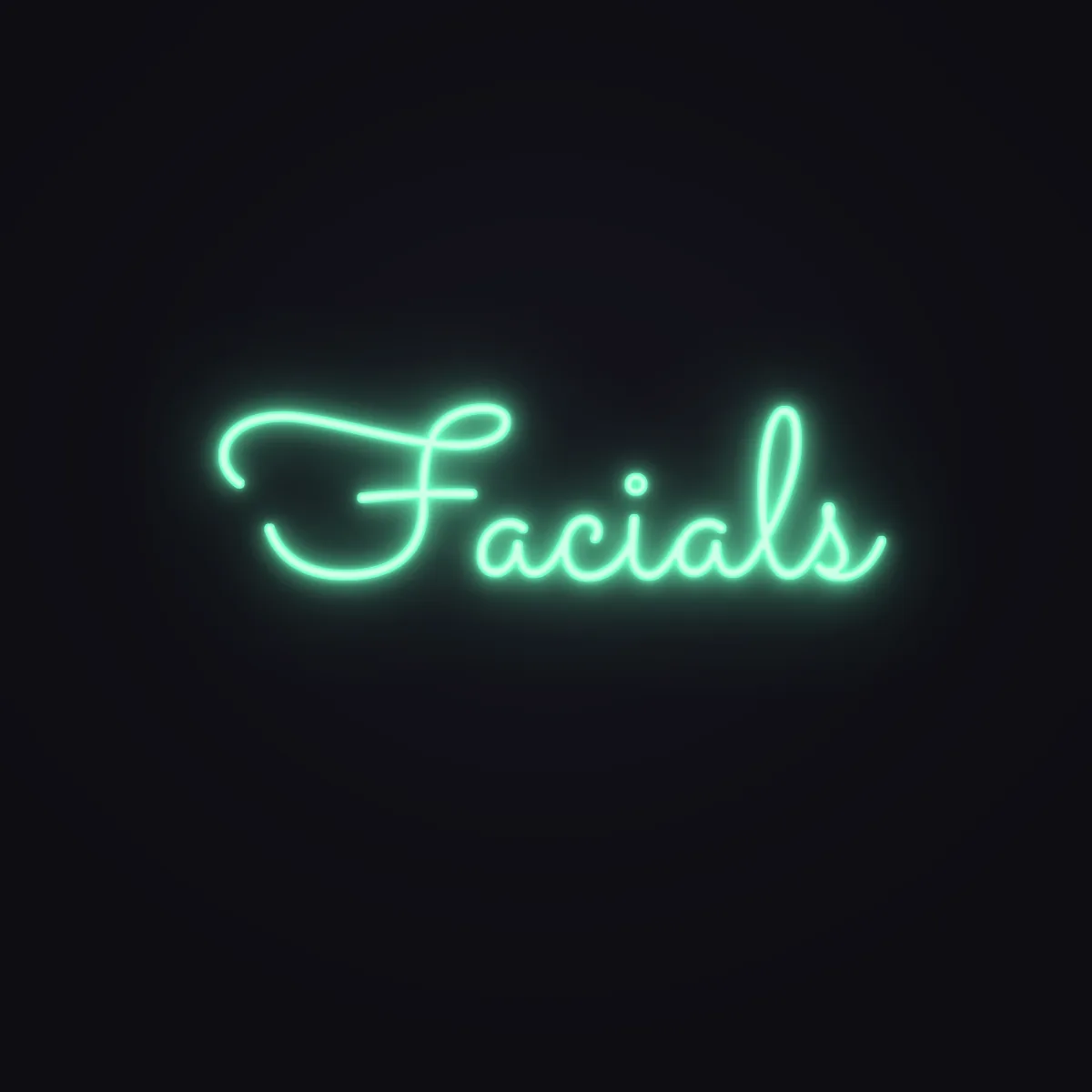 Facials Neon Sign — Mint LED neon (design render)