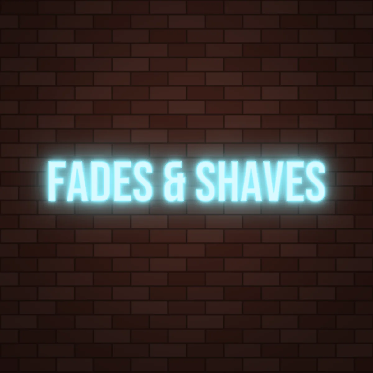 Fades & Shaves Neon Sign on a brick wall (design render)
