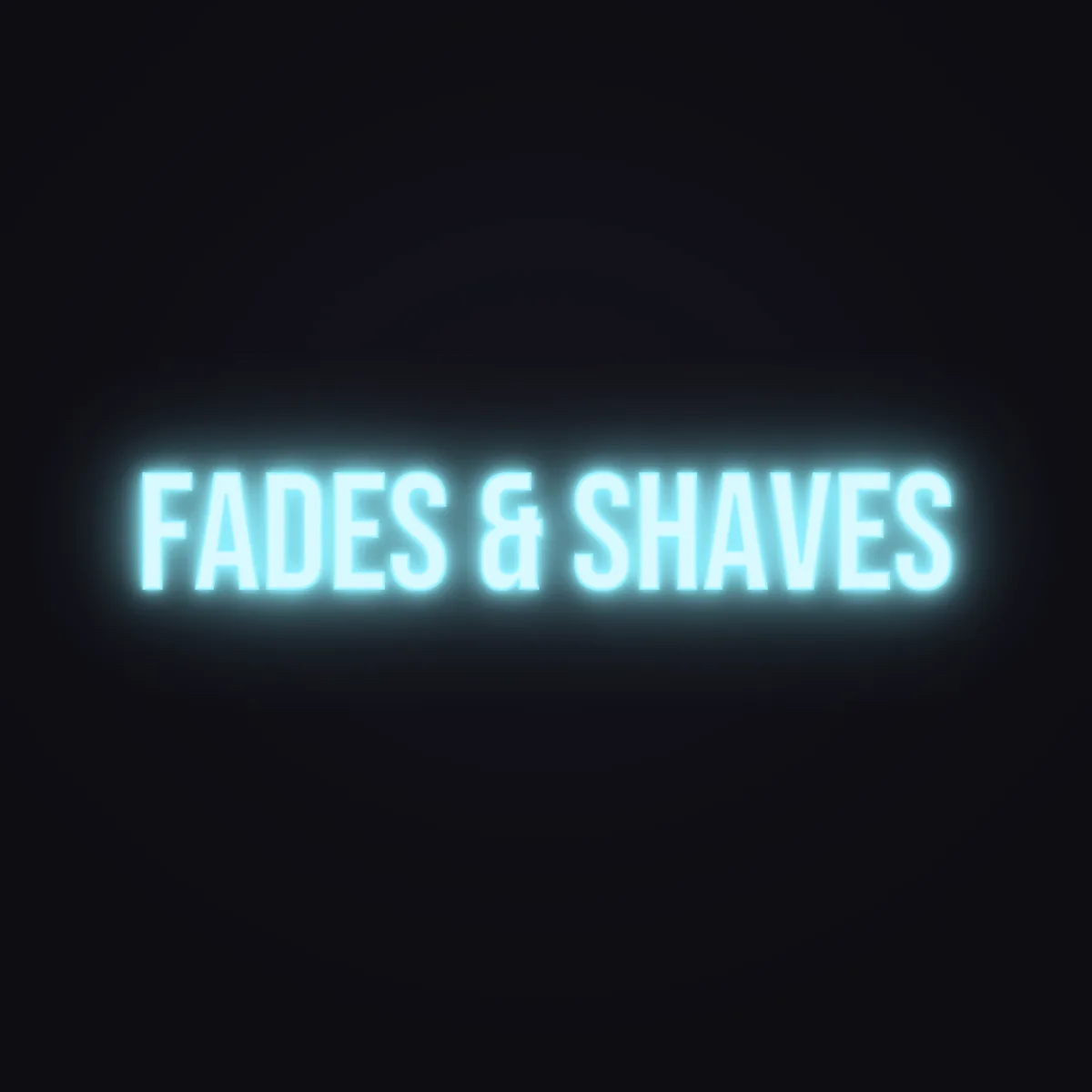 Fades & Shaves Neon Sign — Ice Blue LED neon (design render)