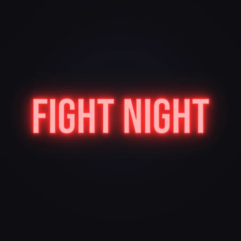 FIGHT NIGHT Neon Sign — Red LED neon (design render)