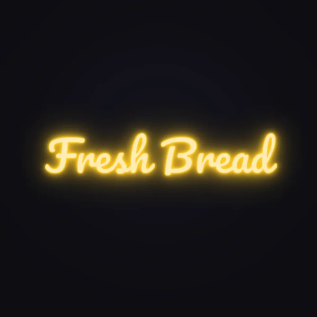 Fresh Bread Neon Sign — Golden Yellow LED neon (design render)