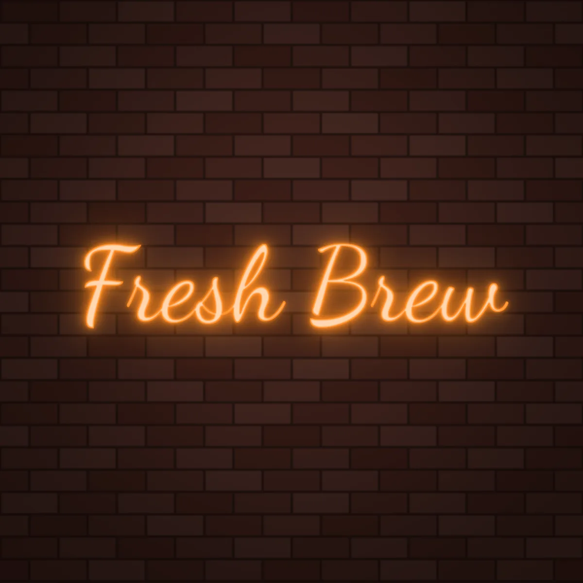Fresh Brew Neon Sign on a brick wall (design render)