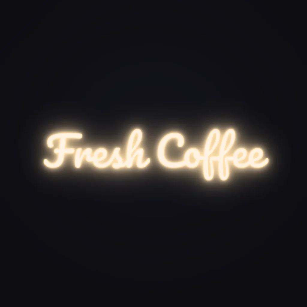 Fresh Coffee Neon Sign — Warm White LED neon (design render)