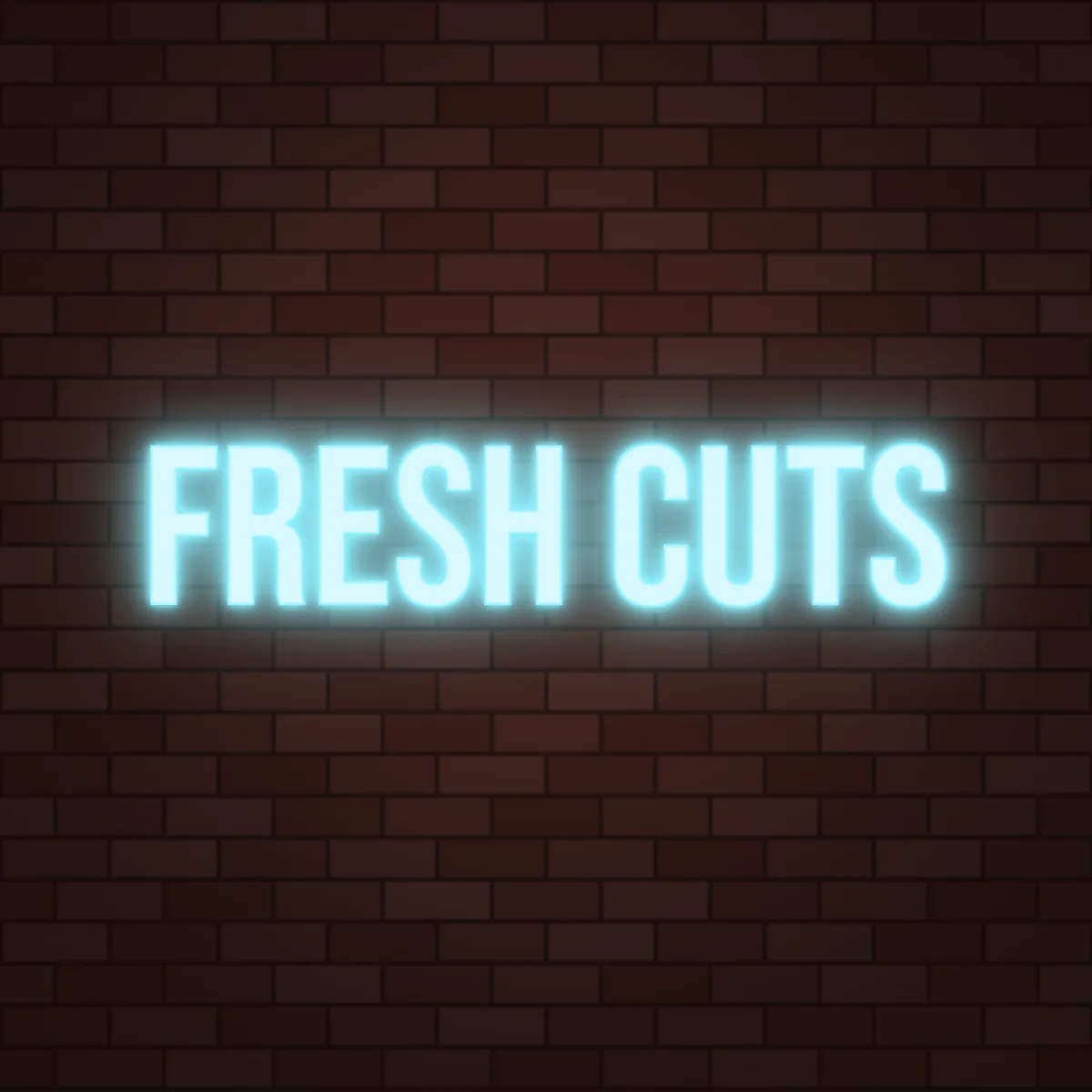 FRESH CUTS Neon Sign on a brick wall (design render)